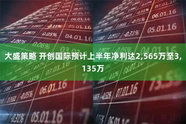 大盛策略 开创国际预计上半年净利达2,565万至3,135万